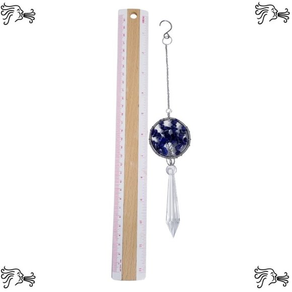 Lapis Lazuli Natural Stone Sun Catcher Crystal Prisms Tree of Life Chakra - Picture 1 of 2